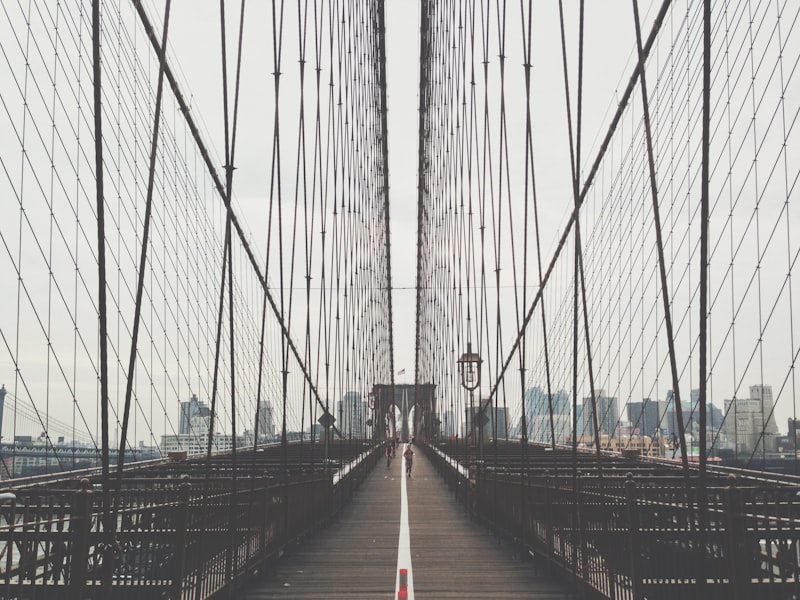 Brooklyn Bridge symmetrical perspective representing system connection